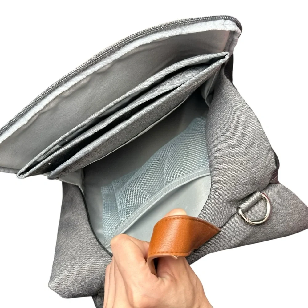 Citi Collective Navigator Backpack Diaper Bag - Gray / Brown Leather